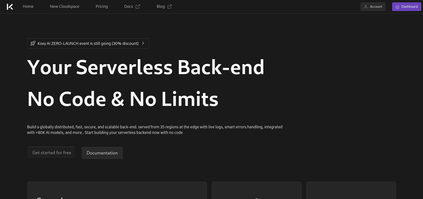 Koxy AI - Build your AI-powered serverless back-end with no-code
